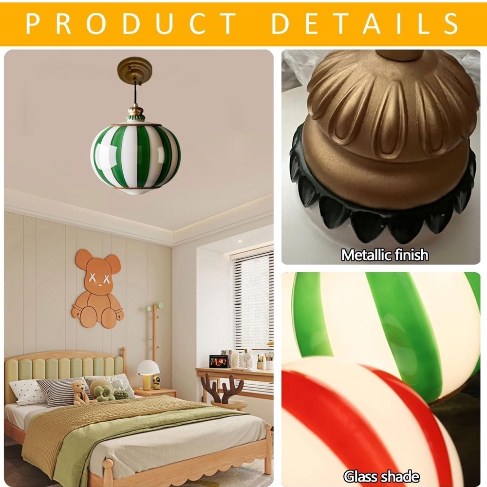Green and White Glass Pendant Light